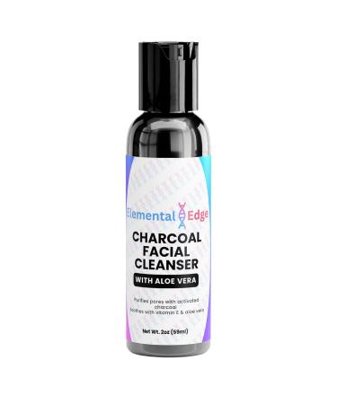 Elemental Edge Charcoal Facial Cleanser Activated Charcoal Face Wash with Aloe Vera & Tea Tree Oil Vegan & Paraben-Free