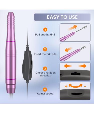 Electric Nail Drill Set: Nanssigy Professional 20000 RPM with 11 Bits for Acrylic & Gel Nails - Adjustable Speed Manicure Pedicure Kit for Beginners, Women, and Girls - Purple - Buy Online on GoSupps.com
