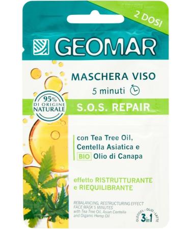  Geomar GEOMAR | SOS Repair facial mask restructuring and rebalancing effect 5 minutes 95% natural origin dermatologically tested 24 packs x 2 (7.5 ml each) - Buy Online on GoSupps.com