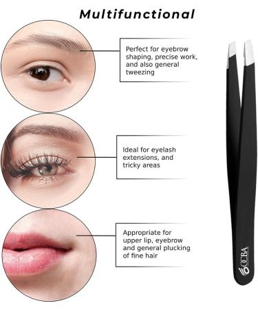 OCBA 4 Pcs Black Tweezers for Facial Hair Women & Men - Professional Stainless Steel Eyebrow Tweezers for Ingrown Hair on Nose, Ear - Precise Grooming of Eyebrows - Buy Online on GoSupps.com