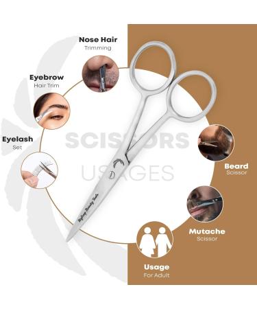 Premium Stainless Steel Beard Scissors & Comb Set for Men | Precision Nose Ear & Eyebrow Hair Trimmers - Buy Online on GoSupps.com