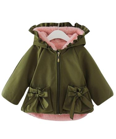 famuka Infant Winter Baby Girls Coat Jackets Thick Fleece Lined Cute Ruffled Outwear 18 Months green
