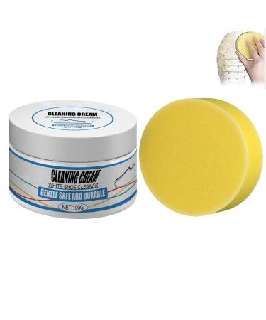 White Shoe Cleaning Cream with Sponge Shoes Multifunctional Cleaning Cream Shoes Whitening Cleansing Cream Shoe Cleaner Sneakers Kit All-Purpose Shoe Care Kit Multifunctional Cleaning Cream 100g