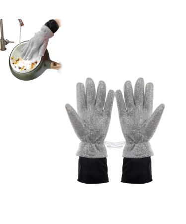 Steel Wire Dishwashing Gloves Kitchen Gloves Heat Insulation Waterproof Reusable Kitchen Gloves One Size A