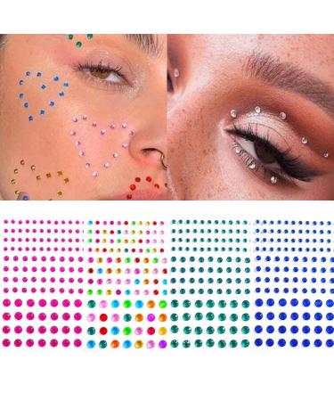 Nail Self Adhesive Rhinestone Stickers 12 Sheets Gem Stickers for Women Eye Face Nail Body Makeup Festival DIY Craft Card Jewels Decorations