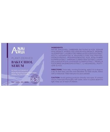 ANAI RUI Bakuchiol Face Serum Retinol Alternative with Hyaluronic Acid & Peptides | Anti-Aging Serum for Sensitive Skin - 1 oz - Buy Online on GoSupps.com