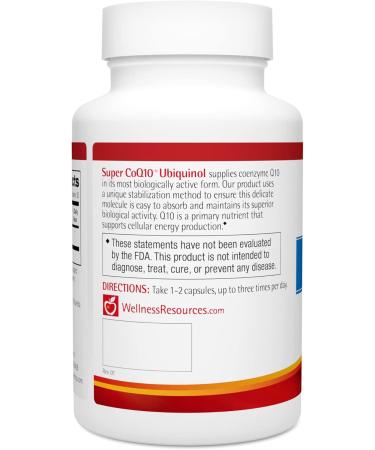 Wellness Resources Super CoQ10 Ubiquinol - CoQH-CF Patented Stable and Crystal-Free, Soy-Free (100mg, 60 Capsules) - Buy Online on GoSupps.com