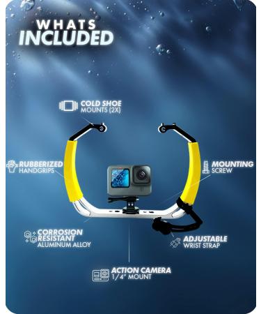 Movo GB-U80 Underwater Diving Rig XL - GoPro & Osmo Action Scuba Accessory | Large Yellow - Buy Online on GoSupps.com