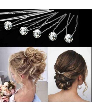 Chic Pearl Hair Pins for Wedding - Set of 40 Silver with Sparkling Rhinestones Perfect Accessory for Brides Bridesmaids Women and Girls - Buy Online on GoSupps.com