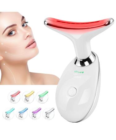 Red-Light-Therapy-for-Face and Neck Face culpting Wand with 7 Color Anti rinkles Facial Massager for Face and Neck Tool for Skin Care (White)