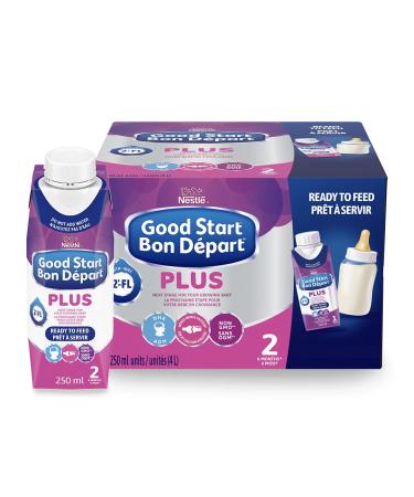 GOOD START PLUS 2 Ready-to-Feed Baby Formula For Babies 6 months plus No Mixing Added Iron & Calcium With DHA For Brain & Eye Development With 2'-FL 16x250ml 16x250ml (Pack of 1)
