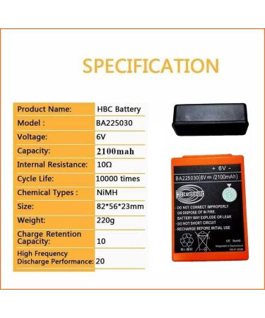 BA225030 6V 2100mAh Ni-Mh Rechargeable Battery for HBC Crane Remote Pump Truck | High-Performance FUB 05AA - Buy Online on GoSupps.com