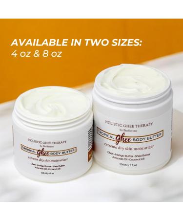Tropical Ghee Body Butter | Moisturizer for Extreme Dry Skin | Shea Butter for Sunburn & Eczema | Mango Avocado & Coconut Oil | Pharmacist Formulated - Buy Online on GoSupps.com