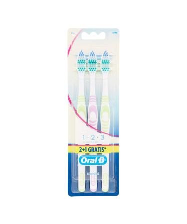 Oral-B 1-2-3 Classic Care Toothbrushes 2 + 1 40 Medium Multicolor 3 pieces (1 pack) - Buy Online on GoSupps.com