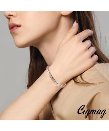 Cigmag Lymphatic Drainage Copper Bracelet for Women - Adjustable Magnetic Brazaletes Cuff Bangle in Braided Tricolour - Ultra Strength Magnet - Gift Box Included - Buy Online on GoSupps.com