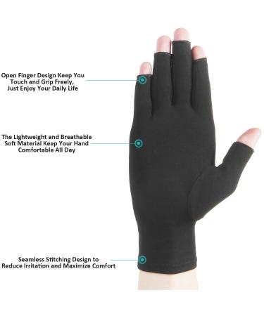 2 Pairs Arthritis Gloves Fingerless Compression Gloves for Relieve Rheumatoid Arthritis Osteoarthritis Carpal Tunnel Joint Pain for Women and Men to Daily Work (Black Large) Black Large - Buy Online on GoSupps.com