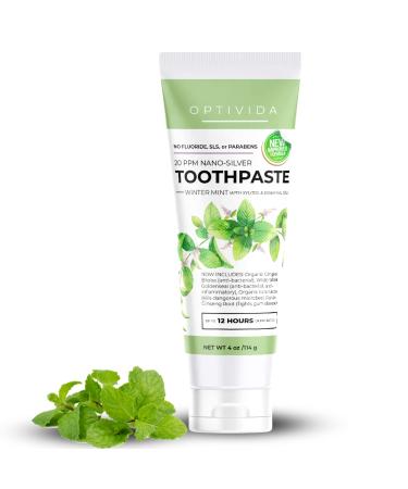Optivida- Colloidal Silver Infused Coral Toothpaste W/Calcium  Xylitol  and Peppermint Toothpaste 20 ppm Nano Proven Ingredients - Healthy Gums - Fluoride Free | Glacial Mint & Winter Mint 4 oz