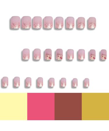 Thanksgiving Glitter Press on Square Nails - Glossy Full Cover Acrylic Fake Nails with Maple Leaf Designs for Women - Short Length Glue-On Fingernails (DZ06 - Buy Online on GoSupps.com