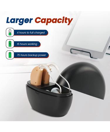 Hoyesch Rechargeable Hearing Aid for Seniors - Noise Cancelling Amplifier with Volume Control - Black/Beige - Buy Online on GoSupps.com