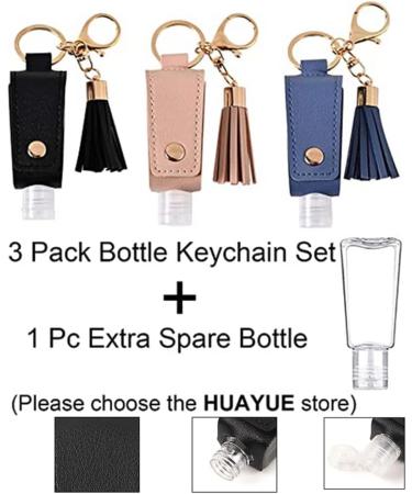 3-Piece Portable Travel Bottles Set - Keychain Hand Disinfectant Holders | Refillable 30ml Squeeze Containers for Clean Hands - Buy Online on GoSupps.com