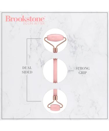 Brookstone Face Skin Care Roller - Dual-Sided Rose Quartz Massager for Anti-Aging & Lymphatic Drainage - Premium Facial Tool in Blush Pink - Buy Online on GoSupps.com