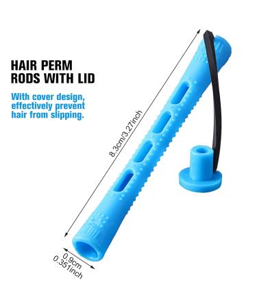 60-Piece Blue Plastic Hair Curlers - Long Permanent Waves Styling Tool (0.35 Inch) | International Shipping - Buy Online on GoSupps.com