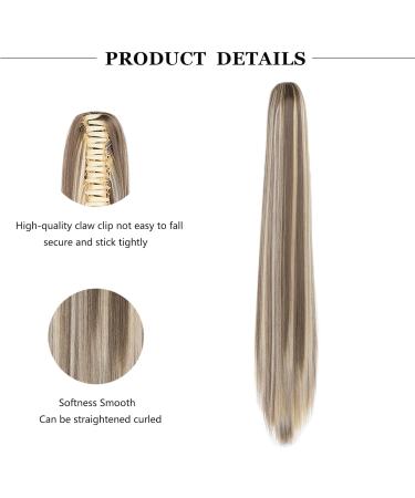 Cybelleza 22inch Ponytail Hair Extensions Ponytail Claw Jaw on Long Straight Pony Tails Clip in Hair Extensions Synthetic Hair pieces for Women (Ash Blonde & Bleach Blonde) 22" Ash Blonde&Bleach Blonde - Buy Online on GoSupps.com