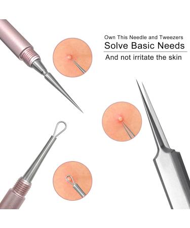 Nekoo Professional Facial Milia Removal Tool & Whitehead Extractor | High Grade Stainless Steel Double Ended Needle & Tweezers Kit for Blackhead & Acne Removal (S512IN-P) - Buy Online on GoSupps.com