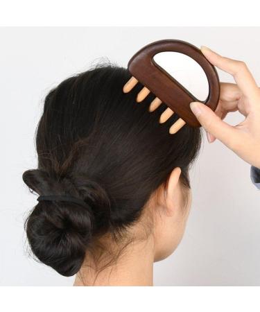 Wooden Scalp Massager - Handheld Relaxation Tool with 5 Combing Tips | Multifunctional Head Massage Comb for Full Body Use Legs & Neck - Buy Online on GoSupps.com