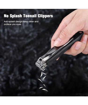 FERYES 3-in-1 Fingernail Clipper with No-Splash Nail Catcher and Metal Storage Box - Men & Women Black - Buy Online on GoSupps.com