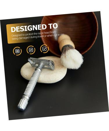 Minkissy Razor Storage Shell - Travel Case for Safety Razor & Covers | PU Leather Compact & Stylish - 16.5x4.2x1cm Brown - Buy Online on GoSupps.com