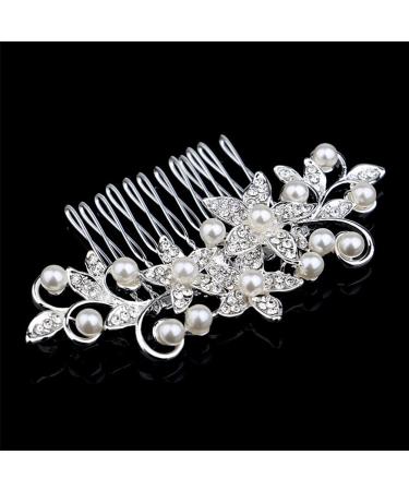 Frcolor Bridal Hair Comb - Simulated Pearl Wedding Hair Accessory (Silver) | Elegant Bridal Hair Comb for Weddings - Buy Online on GoSupps.com