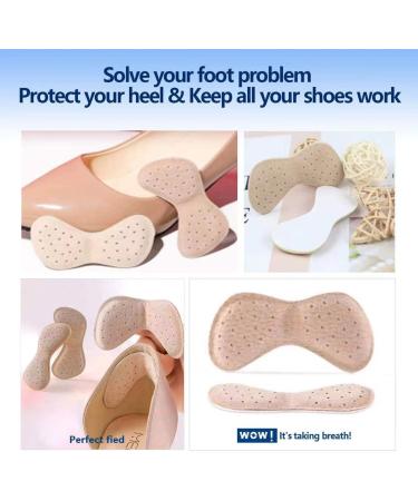 Premium Leather Heel Pads Inserts for Shoes - 4 Pieces (Beige) | Prevent Heel Pain, Rubbing & Blisters - Unisex Cushions for Improved Shoe Fit - Buy Online on GoSupps.com