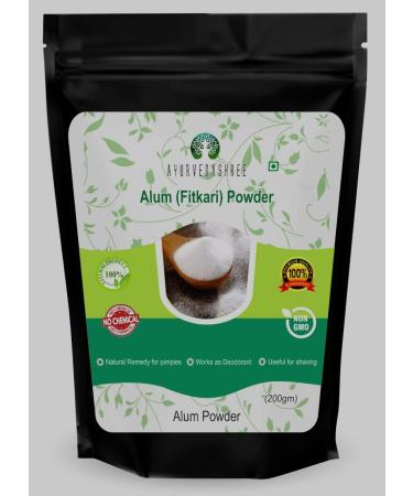 AYURVEDASHREE Alum Powder 200 Gm | Food Grade | Granulated Powdered Alum | Food Preservative Preserving Pickles | phitkari | Fitkari | 100% Only Alum powder | Potassium Alum Powder | Nothing Added