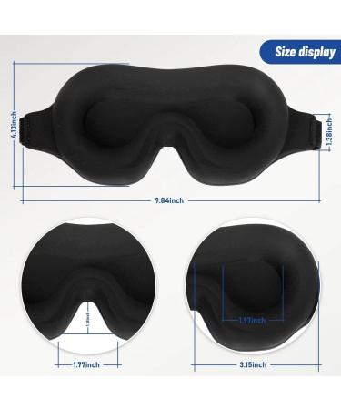 Soft Slow Rebound 3D Contoured Cup Sleep Eye Mask for Men Women - Adjustable Strap, Comfy Sleeping Eye Cover for Nap & Travel - Black - Buy Online on GoSupps.com