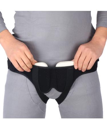Adjustable Hernia Support Belt with 2 Shapes Pad Removable Compression Pads for Men Hernia Support for Single Double Inguinal (M)