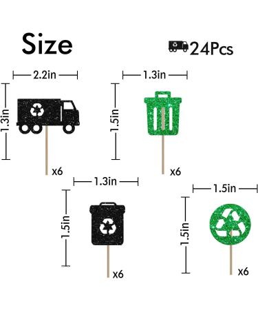 Garbage Truck Cupcake Toppers Trash Truck Birthday Cupcake Toppers Loads of Fun Themed Dessert Picks Garbage Truck Party Decoration - Green & Black Glitter - Buy Online on GoSupps.com