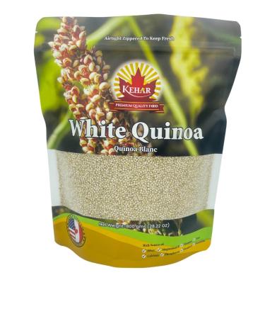 Kehar Foods White Quinoa - 800g | High-Protein Superfood | Gluten-Free Non-GMO Vegan Organic | Ideal for Salads Bowls and Healthy Meals | Packed with Essential Amino Acids Fiber and Antioxidants (PACK OF 5)