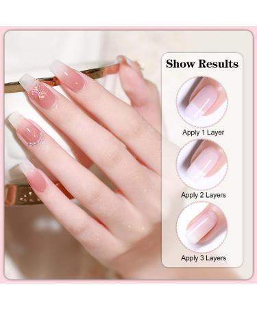 INPING Jelly Gel Nail Polish Set - 6 Colors Nude Pink, Milky White, Sakura Pink, Natural Brown | Soak Off UV/LED Gel Varnish for Women | Home Salon Manicure Kit - Buy Online on GoSupps.com
