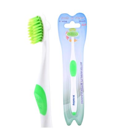 Rotating Brush 360  Rotation Extra Soft Toothbrushes for Tooth and Tongue Perfect for Adults and Kids Gentle and Manual Adjustable with Soft Bristles for Adults with Sensitive Gums and Braces (Green)