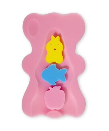 HALLO Soft Infant Bath Sponge Skid Proof Baby Bath Mat Newborn Odor Free (Pink)