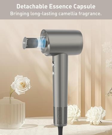 Miamor High-Speed Hair Dryer - 400M Plasma Blow Dryer with 120 000 RPM Brushless Motor Low Noise Magnetic Nozzle & Fragrance Capsule - Fast Drying for Women (Grey - Buy Online on GoSupps.com