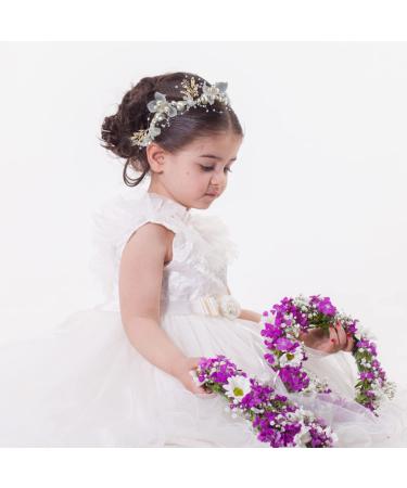 LORCOO Gold Flower Girl Pearl Headband for Wedding & Events | Girls & Women's Flower Crown | First Communion & Birthday Hair Accessory - Buy Online on GoSupps.com