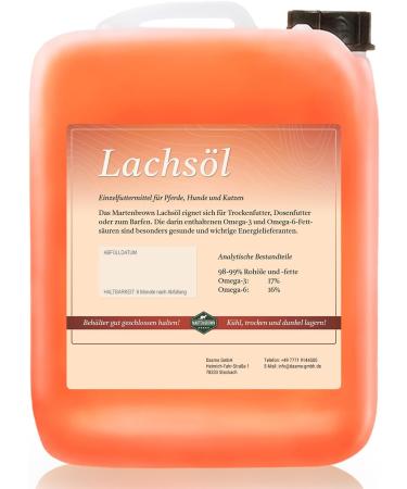 Martenbrown 5L Norwegian Premium Salmon Oil for Dogs Horses & Cats | High-Quality Fish Oil for Dry & Canned Food | BARF Oil 1-Pack - Buy Online on GoSupps.com