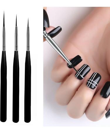 3Pcs Nail Art Liner Brushes - Fine Designs UV Gel Polish Painting Striper Brushes - Buy Online on GoSupps.com