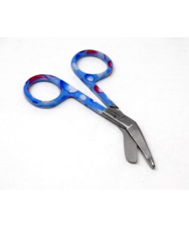 Blue & Pink Dew Drops Handle Pattern Color Lister Bandage Scissors 3.5" (8.9cm), Stainless Steel