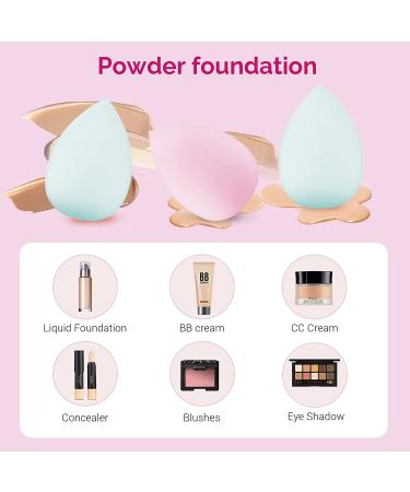 3-Pack Beauty Blender Makeup Sponges for Flawless Makeup Application - Pink+Blue - Buy Online on GoSupps.com