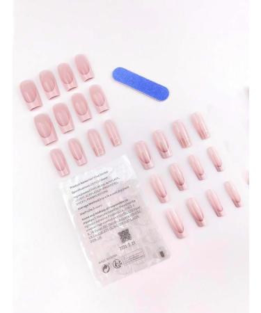 Beautiful False Nails Dusty PINK 24 pcs long square heart pattern full cover Fake Nail Kit - Buy Online on GoSupps.com
