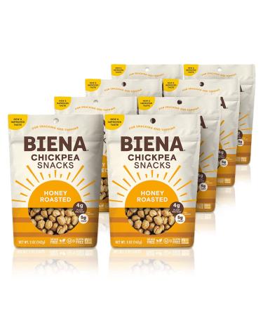 BIENA Chickpea Snacks, Honey Roasted | Gluten Free | Dairy Free | Vegetarian | Plant-Based Protein 5 Ounce (Pack of 8)