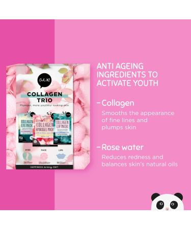 Oh K! Collagen Trio Vegan and Cruelty Free Pamper Gift Set With Face Lip and Eye Masks Smoothing and Anti-Aging for Fine Lines 3 Piece - Buy Online on GoSupps.com